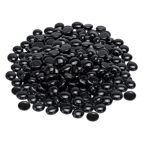 ARSUK Glaskiesel dekorative Steine Perlen Nuggets Edelsteine Mosaikfliesen für Vasen Craft Garden Bowls Aquarium (70-80 Schwarze Kieselsteine) von ARSUK