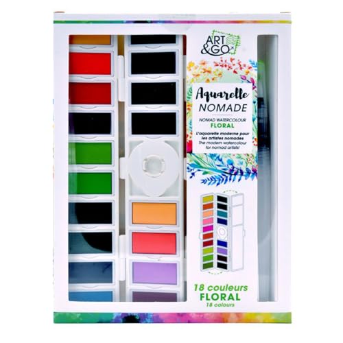 ART&GO Aquarell-Palette, Floral, 18 Behälter von ART&GO