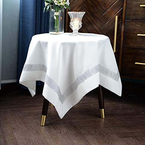 Quadratisches Tischdecke Modernes Tischdecken Tischdecke mit Diamanten Geeignet für Restaurant Hochzeit Kaffee Outdoor Party Urlaub Tisch Verwenden (Offwhite, 85 x 85 cm) von ARTABLE