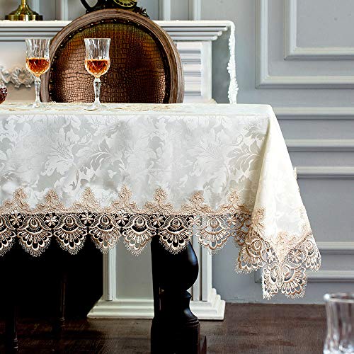 ARTABLE Spitze Tischdecke Gesticktes Bauernhaus Antike Tischdecken Jacquard Makramee Tischdecke für Outdoor Party Geburtstag Esstisch (Golden, 140 x 180 cm) von ARTABLE