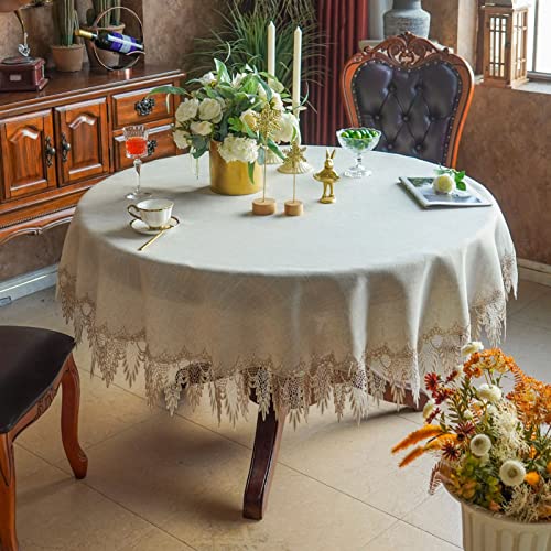 ARTABLE Spitze Tischdecke Leinen Grau Rustikale Bauernhaus Elegante Tischdecke Couchtischdecke für Küche Zuhause Essen (Stein, 120 cm Rude) von ARTABLE