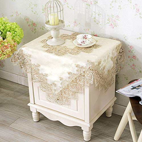 Spitze Tischdecke Gesticktes Bauernhaus Antike Tischdecken Jacquard Makramee Tischdecke für Outdoor Party Geburtstag Esstisch (Golden, 85 x 85 cm) von ARTABLE