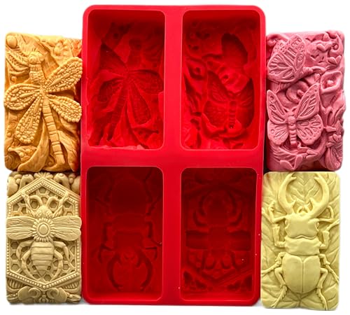 Silikonform für Honigbiene, Käfer, Libelle, Schmetterling, Insekten, 4 Designs für Seife, Kerzen, Harz und andere Bastelarbeiten Silikonform für Honigbiene, Käfer, Libelle, Schmetterling, Insekten, 4 Designs für Seife, Kerzen, Harz und andere Bastelarbeiten von ARTCRAFTMOLDS
