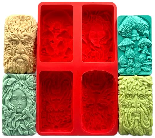 Silikonform mit keltischem grünem Mann, 4 Designs mit Pilz, grüne Dame für Seife, Kerzen, Harz, Gips Silikonform mit keltischem grünem Mann, 4 Designs mit Pilz, grüne Dame für Seife, Kerzen, Harz, Gips von ARTCRAFTMOLDS
