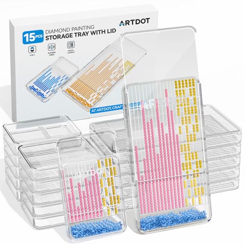 ARTDOT 2-IN-1 Diamond Painting Aufbewahrung Schiffchen Set mit Deckel, Stackable Tablett als Diamond Painting Zubehör für Diamant Painting Bilder Erwachsene, 15 PCS ARTDOT 2-IN-1 Diamond Painting Aufbewahrung Schiffchen Set mit Deckel, Stackable Tablett als Diamond Painting Zubehör für Diamant Painting Bilder Erwachsene, 15 PCS von ARTDOT