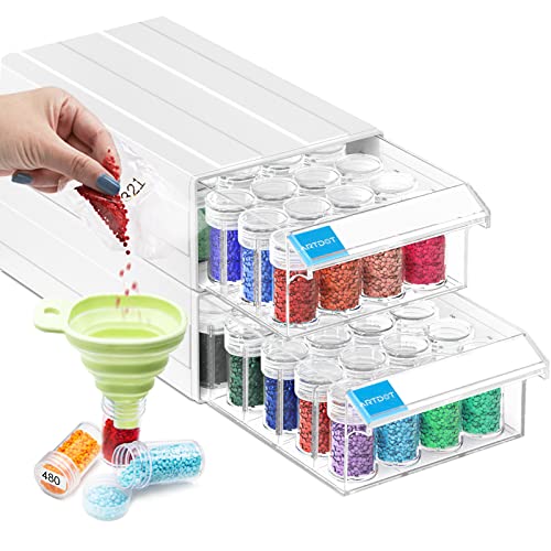 ARTDOT 2 Set Diamond Painting Aufbewahrungsbox, Stapelbare 64 Stück 5D Diamant Painting Zubehör mit Trichter Stickers ARTDOT 2 Set Diamond Painting Aufbewahrungsbox, Stapelbare 64 Stück 5D Diamant Painting Zubehör mit Trichter Stickers von ARTDOT
