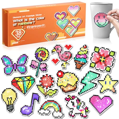 ARTDOT Diamond Painting Bastelset Kinder ab 6 jahre, 38 Stück Diamond Painting Sticker Set, Kinder Personalisierte Geschenke Spielzeug für Mädchen Jungen 6 7 8 9 10 11 12 Jahre von ARTDOT
