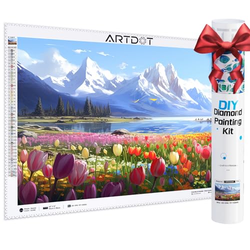 ARTDOT Lizenzierte 5D Diamond Painting Erwachsene Landschaft Set 35×50cm, DIY Diamant Painting Bilder für Dekoration Wohnzimmer, mit Zubehör als Geschenk für Männer Mama Oma,Tulpen von ARTDOT