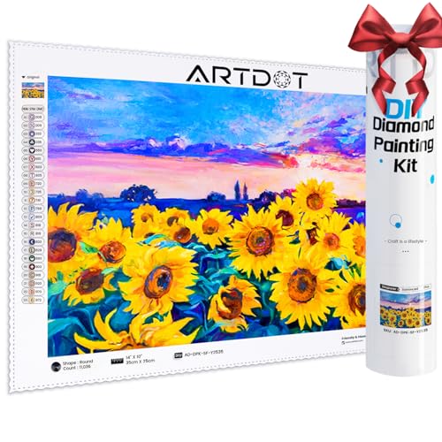 ARTDOT Lizenzierte 5D Diamond Painting Erwachsene Set, DIY Diamant Painting Bilder für Dekoration Wohnzimmer, mit Zubehör als Geschenk für Männer Mama Oma, Sonnenblume Blumen, 25×35cm ARTDOT Lizenzierte 5D Diamond Painting Erwachsene Set, DIY Diamant Painting Bilder für Dekoration Wohnzimmer, mit Zubehör als Geschenk für Männer Mama Oma, Sonnenblume Blumen, 25×35cm von ARTDOT