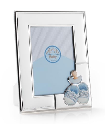 ARTÉ 10 x 15 cm Bilderrahmen für Kinder, hergestellt in Italien, elegant versilbert, anlaufgeschützt, wunderschöner Rahmen aus Silber Plated mit Rückseite aus weiß lackiertem Holz E271/Hellblau ARTÉ 10 x 15 cm Bilderrahmen für Kinder, hergestellt in Italien, elegant versilbert, anlaufgeschützt, wunderschöner Rahmen aus Silber Plated mit Rückseite aus weiß lackiertem Holz E271/Hellblau von ARTÉ