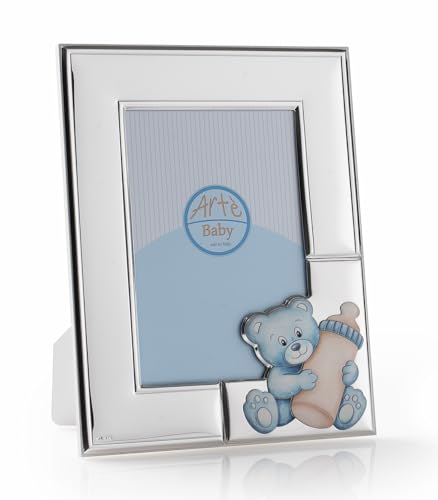 ARTÉ 10 x 15 cm Bilderrahmen für Kinder, hergestellt in Italien, elegant versilbert, anlaufgeschützt, wunderschöner Rahmen aus Silber Plated mit Rückseite aus weiß lackiertem Holz E272/Hellblau ARTÉ 10 x 15 cm Bilderrahmen für Kinder, hergestellt in Italien, elegant versilbert, anlaufgeschützt, wunderschöner Rahmen aus Silber Plated mit Rückseite aus weiß lackiertem Holz E272/Hellblau von ARTÉ