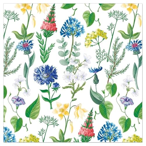 ARTEBENE Servietten Papierservietten Tissue Wildblumen | 20 Stück | 33x33cm | 3-lagig | Weiß Mehrfarbig ARTEBENE Servietten Papierservietten Tissue Wildblumen | 20 Stück | 33x33cm | 3-lagig | Weiß Mehrfarbig von ARTEBENE