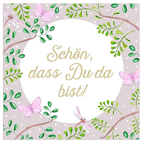 Servietten Schön, dass du da bist Zweige & Schmetterlinge Taupe/Weiß 20 Stück 33 x 33 cm für Geburtstag oder die Kaffeetafel 3-lagig Servietten Schön, dass du da bist Zweige & Schmetterlinge Taupe/Weiß 20 Stück 33 x 33 cm für Geburtstag oder die Kaffeetafel 3-lagig von ARTEBENE