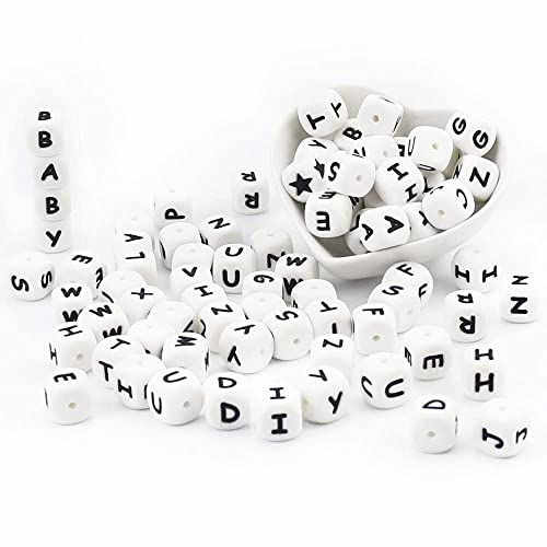 ARTESTAR 100Stück Buchstaben aus Silikonperlen Buchstabenperlen zum Auffädeln Rund 12mm A-Z für Schmuck Halskette und Armbänder von ARTESTAR