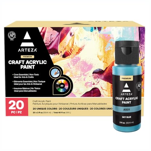 ARTEZA Acrylfarben Set, 60ml Flaschen, 20er-Set, wasserbasiert, mattes Finish, mischbare Acrylmalfarben für Kunst & DIY Projekte auf Glas, Holz, Keramik, Stoffen, Papier und Leinwand ARTEZA Acrylfarben Set, 60ml Flaschen, 20er-Set, wasserbasiert, mattes Finish, mischbare Acrylmalfarben für Kunst & DIY Projekte auf Glas, Holz, Keramik, Stoffen, Papier und Leinwand von ARTEZA