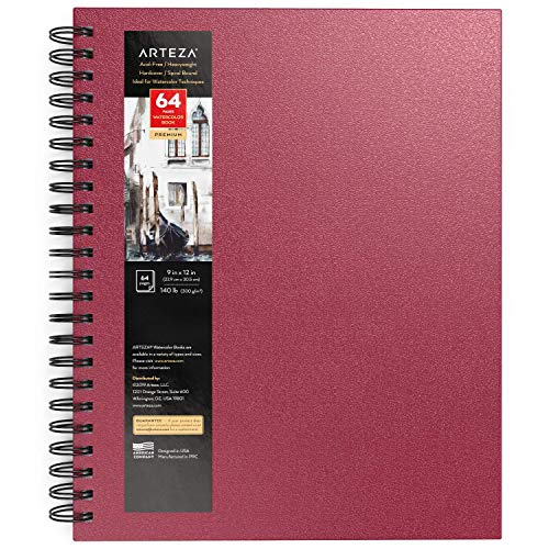 ARTEZA Aquarellpapier Skizzenbuch, 22.9 x 30.5 cm, 64 Seiten, pinkes Hardcover Skizzenbuch mit Spiralbindung, 300 g/m² Aquarell Buch für Aquarellfarben, Gouache, Acryl, Bleistifte, 1 Stück (1er Pack) ARTEZA Aquarellpapier Skizzenbuch, 22.9 x 30.5 cm, 64 Seiten, pinkes Hardcover Skizzenbuch mit Spiralbindung, 300 g/m² Aquarell Buch für Aquarellfarben, Gouache, Acryl, Bleistifte, 1 Stück (1er Pack) von ARTEZA