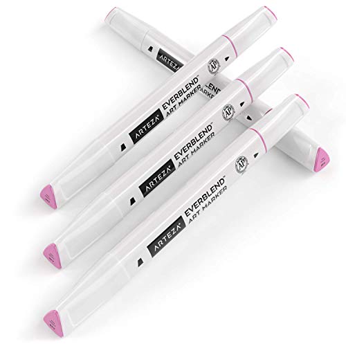 ARTEZA EverBlend Marker, A48 Aurora Pink 4er-Pack und 1 Blender Marker, feine Spitze und Keilspitze, alkoholbasierte Twinmarker, hochwertige Graffiti Marker zum Ausmalen, Kalligraphie und Zeichnen ARTEZA EverBlend Marker, A48 Aurora Pink 4er-Pack und 1 Blender Marker, feine Spitze und Keilspitze, alkoholbasierte Twinmarker, hochwertige Graffiti Marker zum Ausmalen, Kalligraphie und Zeichnen von ARTEZA