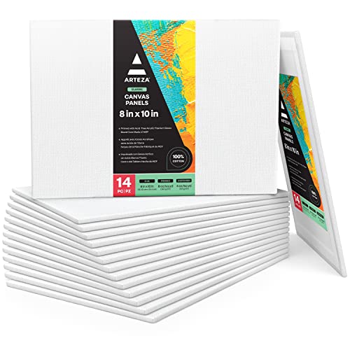 ARTEZA Malkarton, 20.3cm x 25.4cm Großpackung mit 14, weiße grundierte 100% Baumwolle, Leinwand-Panele für Malerei, Acrylgießen, Ölfarben & nasse Kunstmedien, Malpappe für Profis & Hobbymaler ARTEZA Malkarton, 20.3cm x 25.4cm Großpackung mit 14, weiße grundierte 100% Baumwolle, Leinwand-Panele für Malerei, Acrylgießen, Ölfarben & nasse Kunstmedien, Malpappe für Profis & Hobbymaler von ARTEZA