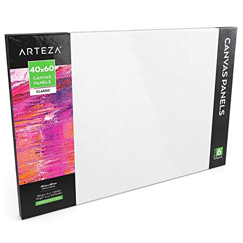 Arteza Malkarton, 40x60cm Großpackung mit 6 Leinwänden, weiße grundierte 100% Baumwolle, für Malerei, Acrylgießen, Ölfarben & nasse Kunstmedien, Malpappe für Profis & Hobbymaler Arteza Malkarton, 40x60cm Großpackung mit 6 Leinwänden, weiße grundierte 100% Baumwolle, für Malerei, Acrylgießen, Ölfarben & nasse Kunstmedien, Malpappe für Profis & Hobbymaler von ARTEZA