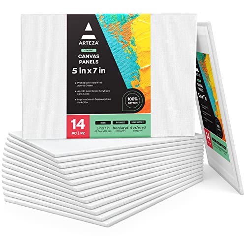 ARTEZA Malkarton | 12,7cm x 17.8cm Großpackung mit 14 | Weiß, Grundiert 100% Baumwolle | Ideal für Malerei, Acrylgießen, Ölfarben & Nasse Kunstmedien | Leinwände für Profis & Hobbymaler ARTEZA Malkarton | 12,7cm x 17.8cm Großpackung mit 14 | Weiß, Grundiert 100% Baumwolle | Ideal für Malerei, Acrylgießen, Ölfarben & Nasse Kunstmedien | Leinwände für Profis & Hobbymaler von ARTEZA