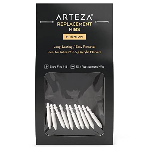 ARTEZA Marker Ersatzspitzen, 10 Extrafeine Kunststoffspitzen, Ersatzspitzen für Acrylmalstifte, Künstlerbedarf zum Dekorieren von Glas, Holz und Keramik von ARTEZA