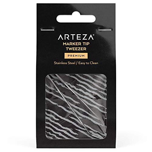 ARTEZA Marker Pinzette Edelstahl, breite Pinzette gewinkelt für Marker mit abnehmbaren Spitzen, für Alkoholmarker, Kreidemarker und Farbmarker von ARTEZA