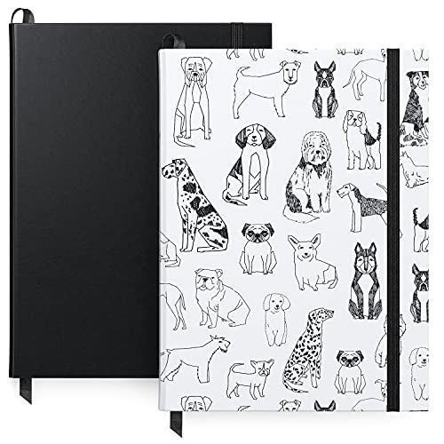 ARTEZA Notizbücher liniert, Hardcover Notizbuch 2er Set, 15,2 x 20,3 cm, je 96 Blatt, Hunde Design und einfarbig Schwarz, 2x Notizbuch liniert mit glattem Papier, Zum Planen, Schreiben und Skizzieren ARTEZA Notizbücher liniert, Hardcover Notizbuch 2er Set, 15,2 x 20,3 cm, je 96 Blatt, Hunde Design und einfarbig Schwarz, 2x Notizbuch liniert mit glattem Papier, Zum Planen, Schreiben und Skizzieren von ARTEZA
