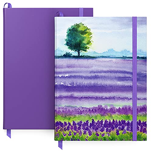 ARTEZA Notizbücher liniert, Hardcover Notizbuch 2er Set, 15,2 x 20,3 cm, je 96 Blatt, Lavendel Felder Design und Lila, 2x Notizbuch liniert mit glattem Papier, Zum Planen, Schreiben und Skizzieren ARTEZA Notizbücher liniert, Hardcover Notizbuch 2er Set, 15,2 x 20,3 cm, je 96 Blatt, Lavendel Felder Design und Lila, 2x Notizbuch liniert mit glattem Papier, Zum Planen, Schreiben und Skizzieren von ARTEZA