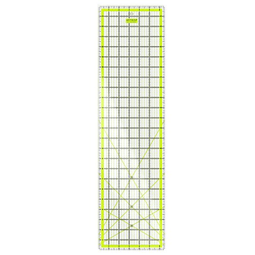 Arteza Patchwork-Lineal, transparentes Acryl Quilt-Lineal, 6.5 x 24 Zoll, Lineale für Quiltstoff mit zweifarbigen Rasterlinien von ARTEZA
