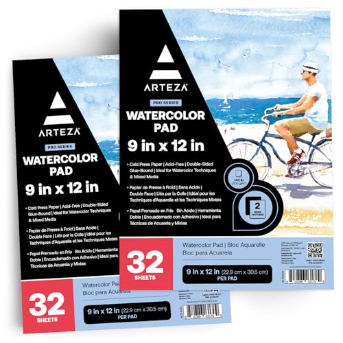 Arteza Aquarellpapier Malblock 2er Set, 32 Blatt 22.9 cm x 30.5 cm je Aquarellblock, 300 g/m² kaltgepresstes säurefreies Wasserfarben Papier für Aquarellmalerei und Mixed Media Arteza Aquarellpapier Malblock 2er Set, 32 Blatt 22.9 cm x 30.5 cm je Aquarellblock, 300 g/m² kaltgepresstes säurefreies Wasserfarben Papier für Aquarellmalerei und Mixed Media von ARTEZA