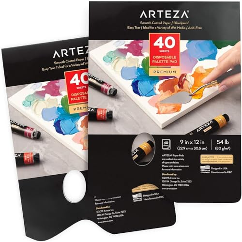Arteza Einweg Papier Palette 2er-Pack, 22,9 x 30,5cm, 80 weiße Blätter, 80gsm, klebegebundene Abreisspalette, auslaufsichere Papierpalette mit Daumenloch für Ölfarben, Acryl, Aquarelle und Gouache Arteza Einweg Papier Palette 2er-Pack, 22,9 x 30,5cm, 80 weiße Blätter, 80gsm, klebegebundene Abreisspalette, auslaufsichere Papierpalette mit Daumenloch für Ölfarben, Acryl, Aquarelle und Gouache von ARTEZA