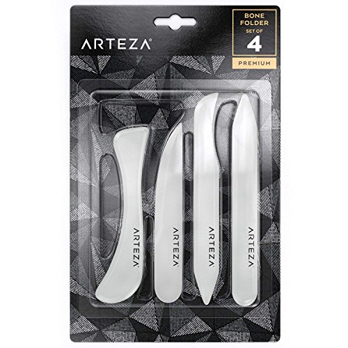 Arteza Falzbein Set, 4 leichte Bone Folders aus Kunststoff, Bastelwerkzeug für Papier und Karton von ARTEZA