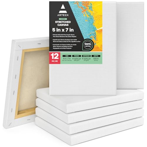 Arteza Leinwand Keilrahmen, 12.7 x 17.8 cm Großpack mit 12 bespannten Keilrahmen, weiße grundierte 100% Baumwolle, für Malerei, Acrylgießen, Ölfarben & nasse Kunstmedien, Leinwände für Profis & Hobby Arteza Leinwand Keilrahmen, 12.7 x 17.8 cm Großpack mit 12 bespannten Keilrahmen, weiße grundierte 100% Baumwolle, für Malerei, Acrylgießen, Ölfarben & nasse Kunstmedien, Leinwände für Profis & Hobby von ARTEZA