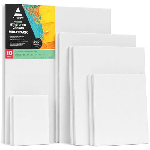 Arteza Leinwand Keilrahmen, 12.7x17.7cm, 20.3x25.4, 27.9x35.5, 30.4x40.6, 40.6x50.8 cm, 10 bespannte Keilrahmen, 2 per Größe, weiße grundierte 100% Baumwolle, für Acryl- & Ölfarben & nasse Kunstmedien Arteza Leinwand Keilrahmen, 12.7x17.7cm, 20.3x25.4, 27.9x35.5, 30.4x40.6, 40.6x50.8 cm, 10 bespannte Keilrahmen, 2 per Größe, weiße grundierte 100% Baumwolle, für Acryl- & Ölfarben & nasse Kunstmedien von ARTEZA