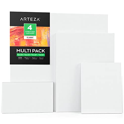 Arteza Leinwand Keilrahmen, 4 Stück 50x50, 30x40, 20x25, und 25x15cm, weiße grundierte 100% Baumwolle, für Acrylfarben, Ölfarben & nasse Kunstmedien, Leinwände für Profis & Hobbymaler Arteza Leinwand Keilrahmen, 4 Stück 50x50, 30x40, 20x25, und 25x15cm, weiße grundierte 100% Baumwolle, für Acrylfarben, Ölfarben & nasse Kunstmedien, Leinwände für Profis & Hobbymaler von ARTEZA