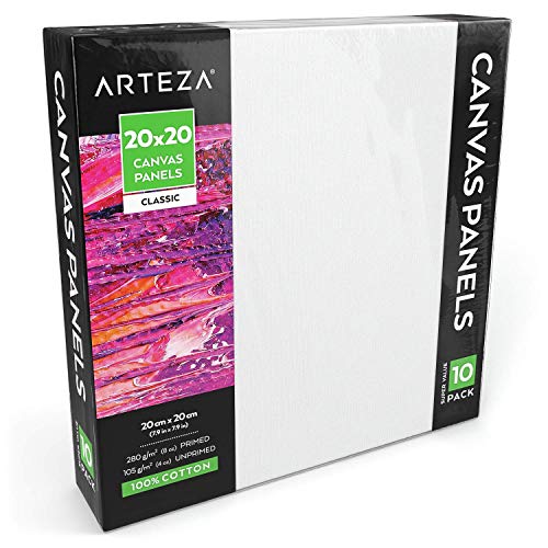 Arteza Malkarton, 20x20cm Großpackung mit 10 Leinwänden, weiße grundierte 100% Baumwolle, für Malerei, Acrylgießen, Ölfarben & nasse Kunstmedien, Malpappe für Profis & Hobbymaler Arteza Malkarton, 20x20cm Großpackung mit 10 Leinwänden, weiße grundierte 100% Baumwolle, für Malerei, Acrylgießen, Ölfarben & nasse Kunstmedien, Malpappe für Profis & Hobbymaler von ARTEZA