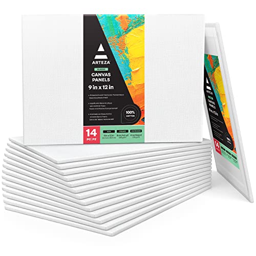 Arteza Malkarton, 22.8cm x 30.5cm Großpackung mit 14, weiße grundierte 100% Baumwolle, Leinwand-Panele für Malerei, Acrylgießen, Ölfarben & nasse Kunstmedien, Malpappe für Profis & Hobbymaler Arteza Malkarton, 22.8cm x 30.5cm Großpackung mit 14, weiße grundierte 100% Baumwolle, Leinwand-Panele für Malerei, Acrylgießen, Ölfarben & nasse Kunstmedien, Malpappe für Profis & Hobbymaler von ARTEZA