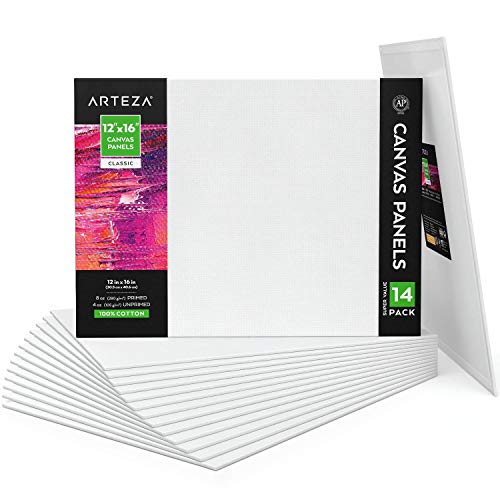 Arteza Malkarton, 30.4 x 40.6 cm Großpack mit 14 Leinwänden, weiße grundierte Leinwand 100% Baumwolle, für Malerei, Acrylgießen, Ölfarben & nasse Kunstmedien, Malpappe für Profis & Hobbymaler Arteza Malkarton, 30.4 x 40.6 cm Großpack mit 14 Leinwänden, weiße grundierte Leinwand 100% Baumwolle, für Malerei, Acrylgießen, Ölfarben & nasse Kunstmedien, Malpappe für Profis & Hobbymaler von ARTEZA