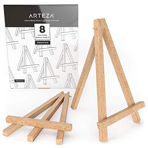 ARTEZA Mini-Staffelei, 20.3cm Holz-Display, 8 Stück Großpackung, Tischständer aus Buchenholz, zum Anzeigen kleiner Leinwände, Visitenkarten, Fotos, 1 Stück (1er Pack) von ARTEZA