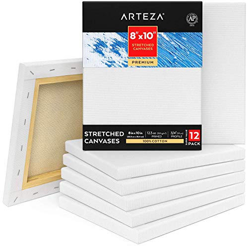 Arteza Premium Leinwand Keilrahmen, 20.3 x 25.4 cm, 12 bespannte Keilrahmen, 100% Baumwolle mit säurefreier Titan-Acryl-Gesso Grundierung, Leinwände für Acrylmalerei, Ölfarben & nasse Kunstmedien Arteza Premium Leinwand Keilrahmen, 20.3 x 25.4 cm, 12 bespannte Keilrahmen, 100% Baumwolle mit säurefreier Titan-Acryl-Gesso Grundierung, Leinwände für Acrylmalerei, Ölfarben & nasse Kunstmedien von ARTEZA