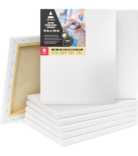 Arteza Premium Leinwand Keilrahmen, 28 x 35.6 cm, 8 bespannte Keilrahmen, 100% Baumwolle grundiert mit säurefreiem Titan-Acryl-Gesso, Leinwände für Acrylmalerei, Ölfarben & nasse Kunstmedien Arteza Premium Leinwand Keilrahmen, 28 x 35.6 cm, 8 bespannte Keilrahmen, 100% Baumwolle grundiert mit säurefreiem Titan-Acryl-Gesso, Leinwände für Acrylmalerei, Ölfarben & nasse Kunstmedien von ARTEZA