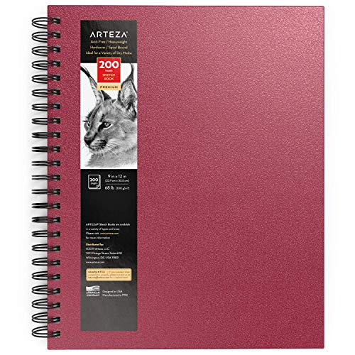 Arteza Skizzenbuch mit Spiralbindung, 22.9x30.5 cm, Skizzenblock in Rosa, 200 Seiten, 68 lb/100 GSM, Hardcover-Sketchbook, für Bleistifte, Kohle, Kugelschreiber, Wachsmalstifte &andere trockene Medien Arteza Skizzenbuch mit Spiralbindung, 22.9x30.5 cm, Skizzenblock in Rosa, 200 Seiten, 68 lb/100 GSM, Hardcover-Sketchbook, für Bleistifte, Kohle, Kugelschreiber, Wachsmalstifte &andere trockene Medien von ARTEZA