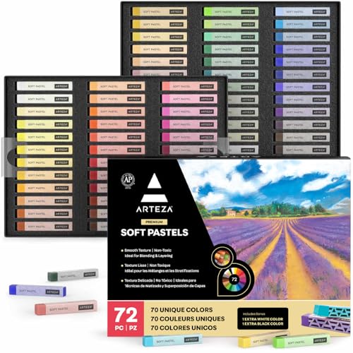 ARTEZA Weiche Pastellkreide, Set mit 72 Kunst-Pastellstäbchen für Kunst- und Handwerksprojekte, Zeichnen, Mischen, Schattieren, Kunstbedarf für alle Altersgruppen und künstlerische Erfahrungsstufen. ARTEZA Weiche Pastellkreide, Set mit 72 Kunst-Pastellstäbchen für Kunst- und Handwerksprojekte, Zeichnen, Mischen, Schattieren, Kunstbedarf für alle Altersgruppen und künstlerische Erfahrungsstufen. von ARTEZA