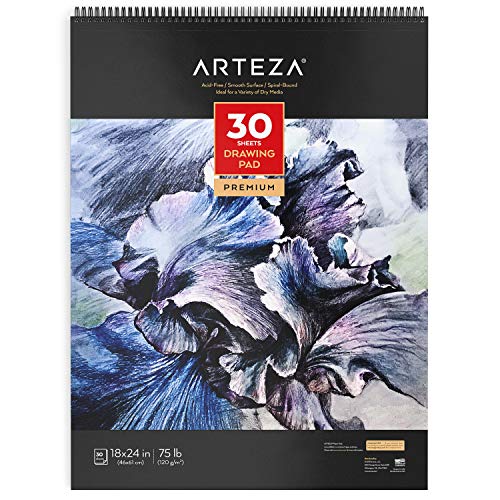 Arteza Zeichenblock 30 Blatt, Zeichenpapier 46 x 61 cm, Skizzenblock mit Spiralbindung, weißes schweres Papier 120 g/m² mit Mikroperforation, für viele trockene Medien Arteza Zeichenblock 30 Blatt, Zeichenpapier 46 x 61 cm, Skizzenblock mit Spiralbindung, weißes schweres Papier 120 g/m² mit Mikroperforation, für viele trockene Medien von ARTEZA