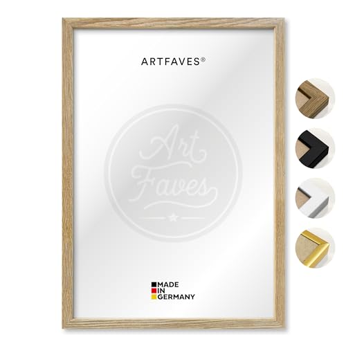 ARTFAVES® Bilderrahmen aus Holz - 13 x 18 cm - EICHE natur - Holz Rahmen, Fotorahmen, Posterrahmen für Collage, mit Schutzfolie von ARTFAVES