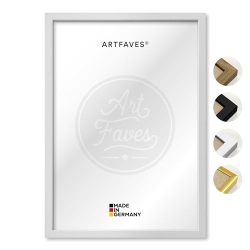 ARTFAVES® Bilderrahmen aus Holz - 13 x 18 cm - WEISS natur - Holz Rahmen, Fotorahmen, Posterrahmen für Collage, mit Schutzfolie von ARTFAVES