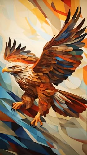 ARTGOTO Diamond Painting Eckige Steine Groß XXL Bilder Erwachsene,40x70cm Adler A,5D Diamant Painting Set Viereckige Quadratische Steine mit Zubehör Für Wohnzimmer Dekoration von ARTGOTO