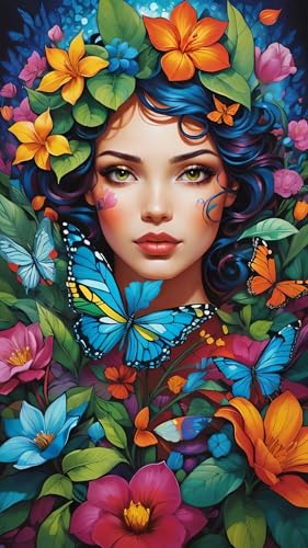ARTGOTO Diamond Painting Eckige Steine Groß XXL Bilder Erwachsene,40x70cm Blumen Frau A,5D Diamant Painting Set Viereckige Quadratische Steine mit Zubehör Für Wohnzimmer Dekoration von ARTGOTO