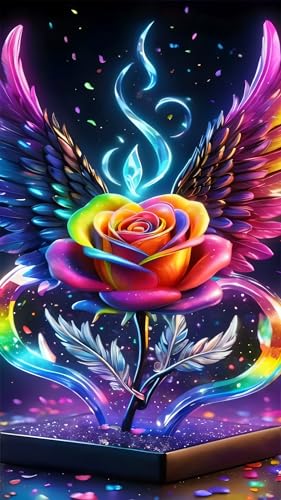 ARTGOTO Diamond Painting Eckige Steine Groß XXL Bilder Erwachsene,40x70cm Engelsflügel Rosen A,5D Diamant Painting Set Viereckige Quadratische Steine mit Zubehör Für Wohnzimmer Dekoration von ARTGOTO