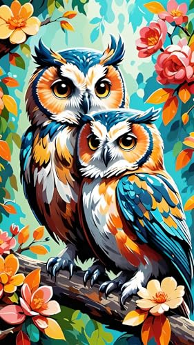 ARTGOTO Diamond Painting Eckige Steine Groß XXL Bilder Erwachsene,40x70cm Eule A,5D Diamant Painting Set Viereckige Quadratische Steine mit Zubehör Für Wohnzimmer Dekoration von ARTGOTO